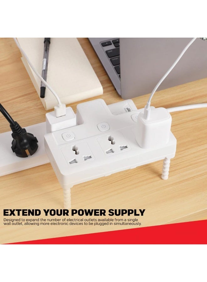 TYCOM Power Adapter Multi Plug Extension Extender Wall Charger Socket 3 Way Multiple Electrical Outlet Adaptor Charging Station for Home Office. - Image 2